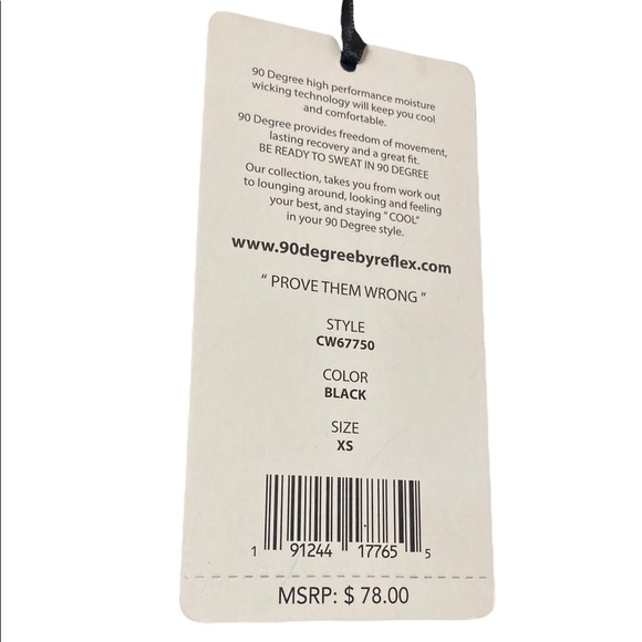 ❌SOLD❌XS•NWT•90 DEGREE BY REFLEX•BLACK CAPRI SPORT LEGGINGS• - Picture 6 of 6